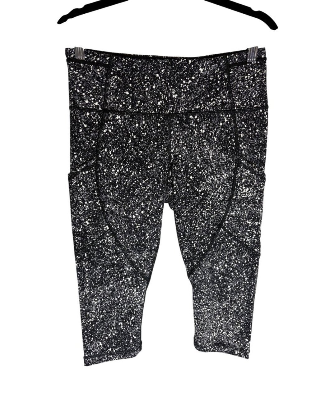Lululemon Outrun 17" Crop White Black Splatter-sz 8